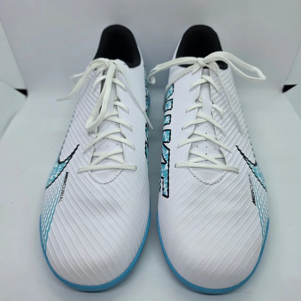 Nike Mercurial Vapor 15 Club TF Turf Soccer Shoes White Blue DJ5968-146 Men's 13